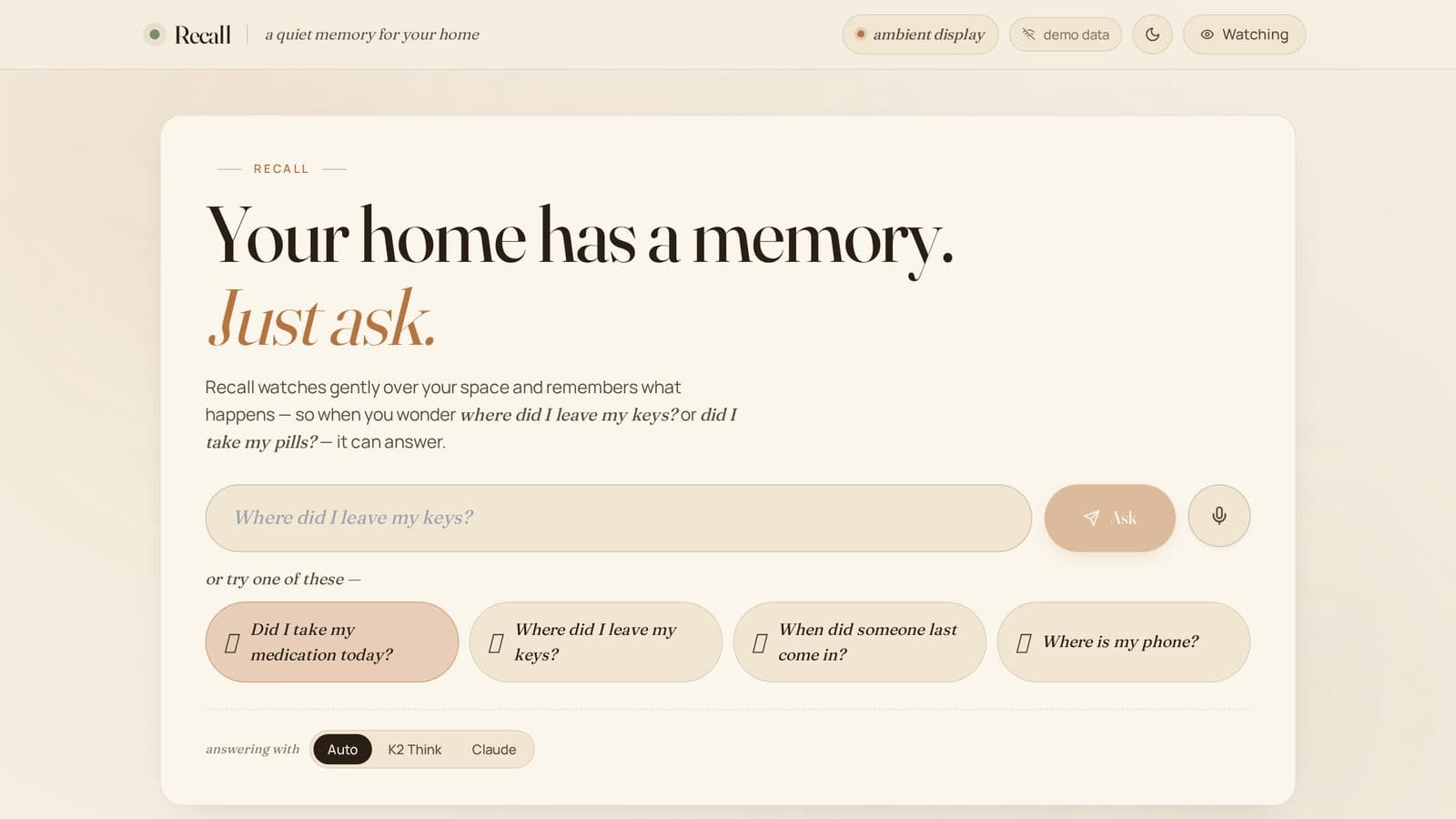 Recall: Ambient Memory